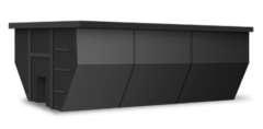 An image of a standard-size black dumpster.